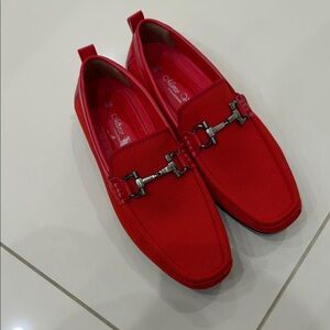 Salvatore Ferragamo looking Red Slip-On Loafers